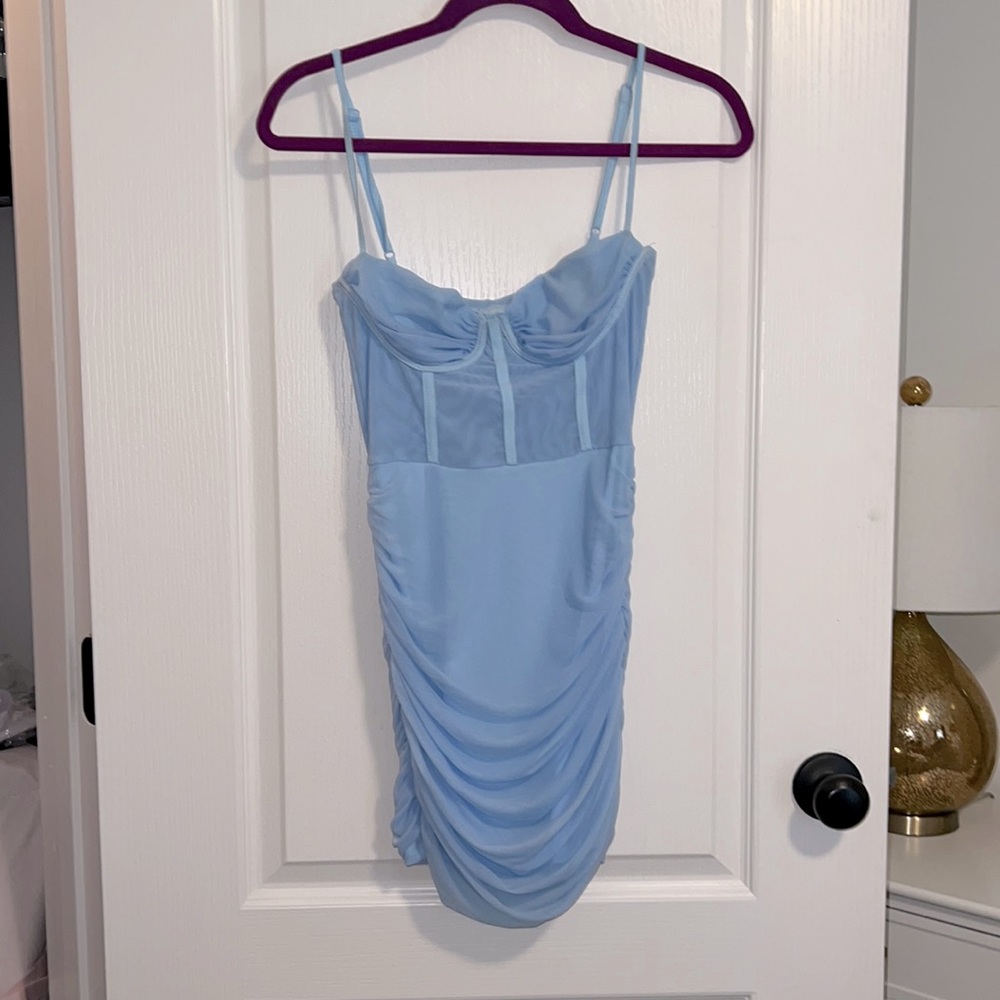 Women’s Ruched Mesh Sheer Body-con Spaghetti Strap Mini Bustier Cami